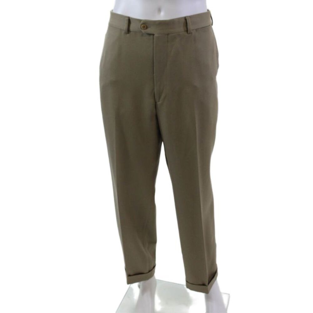 Peter Elliot Mens Wool Four Pocket Tapered Dress Pants Trousers Beige Size 40